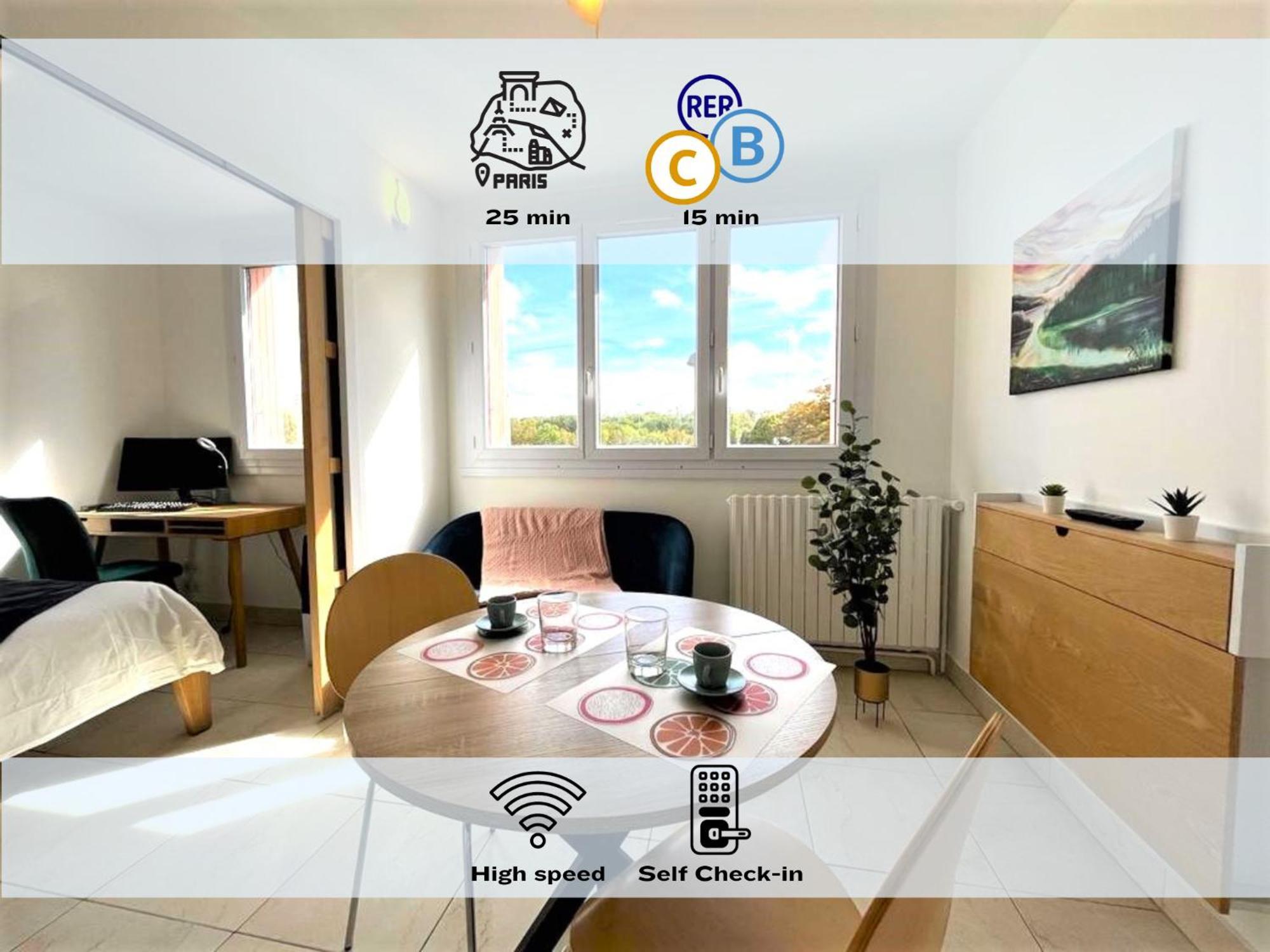 Le Prasino - Paisible Appartement Proche Rer - Bail Mobilite Massy  Eksteriør bilde